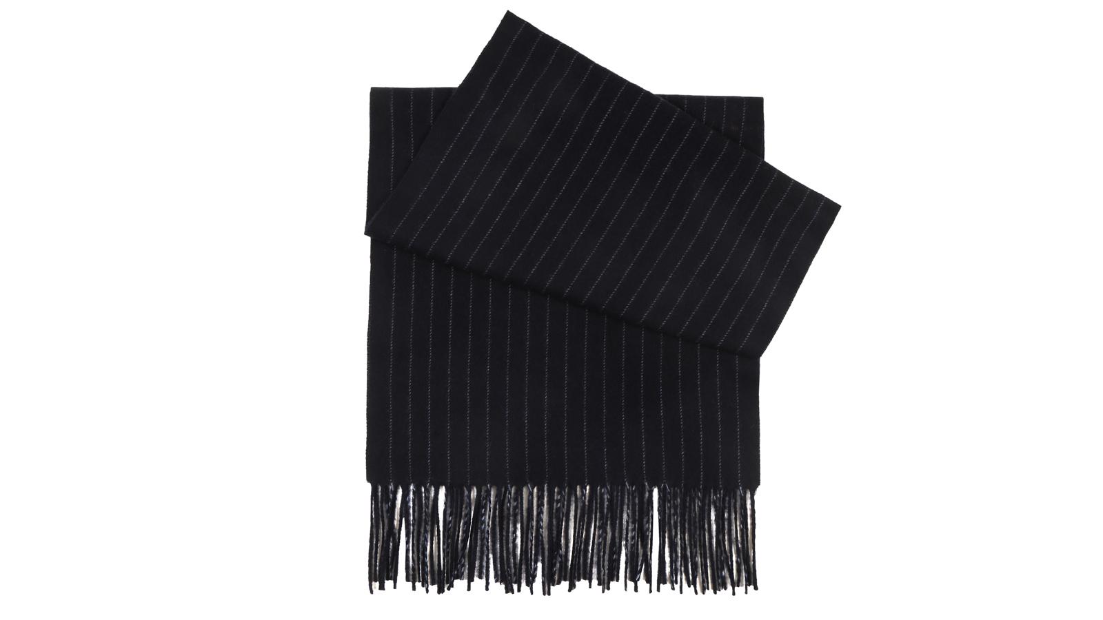 Navy Striped Wool Scarf - slider image 