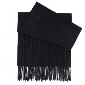 Navy Striped Wool Scarf - thumbnail image 1