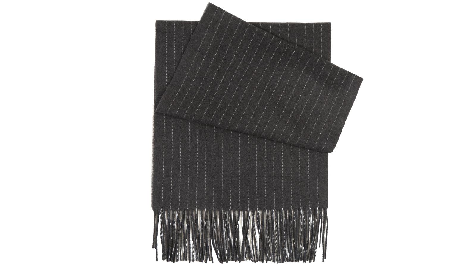 Dark Grey Striped Wool scarf - slider image 