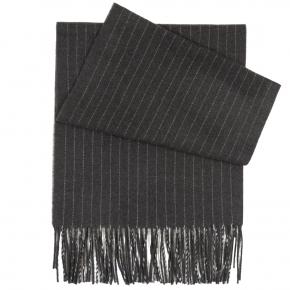 Dark Grey Striped Wool scarf - thumbnail image 1