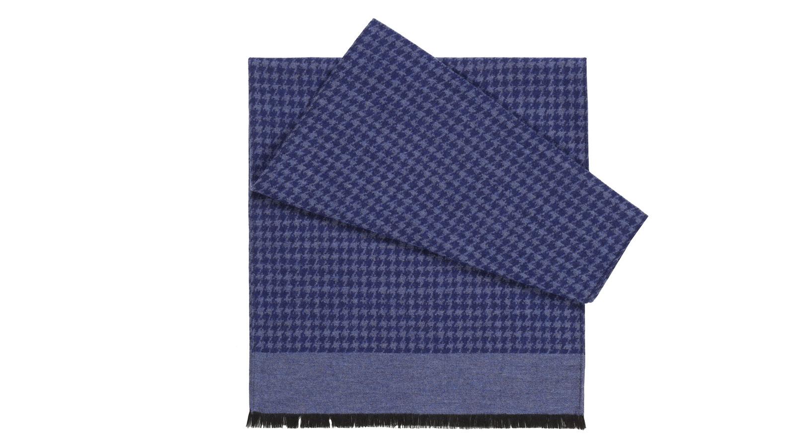 Blue Houndstooth Wool & Silk Scarf - slider image 