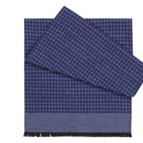 Blue Houndstooth Wool & Silk Scarf - thumbnail image 1