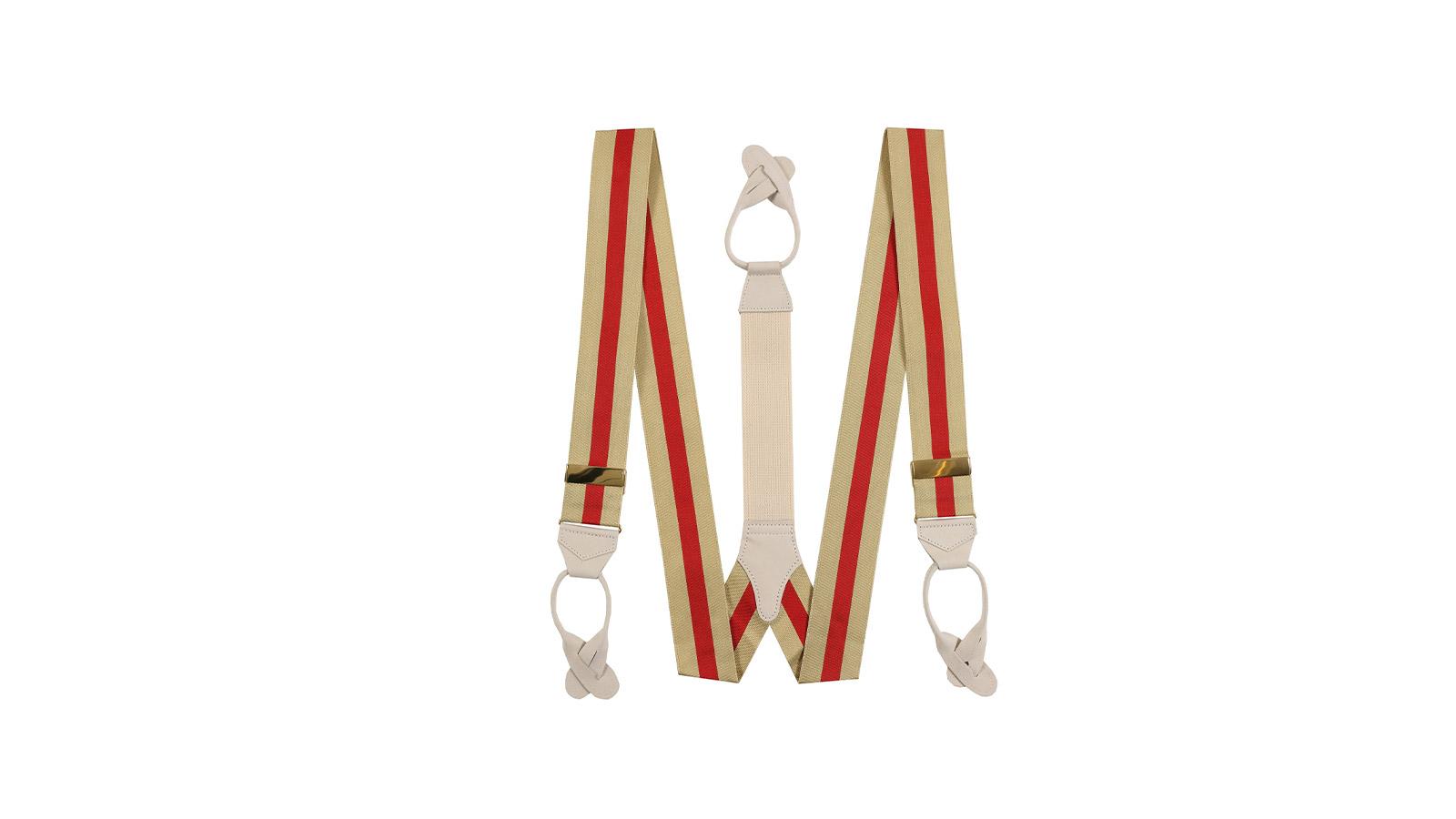 Beige & Red Striped Suspenders - slider image 