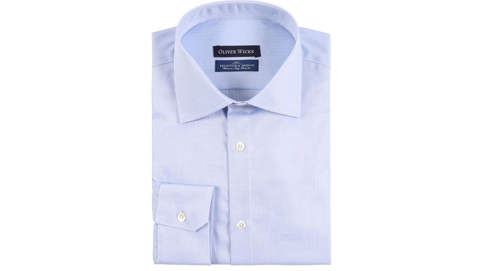 Light Blue Herringbone Cotton Shirt - slider image 