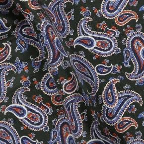 Green & Blue Paisley Patterned 100% Silk Pocket Square - thumbnail image 1