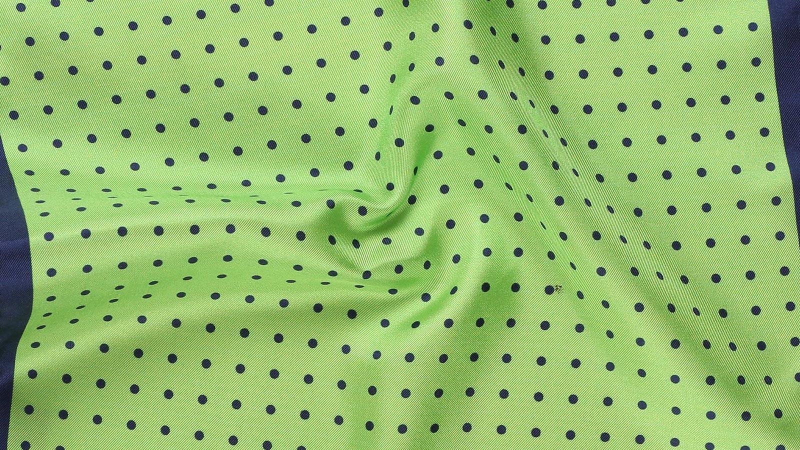 Green & Navy Dotted Italian 100% Silk Pocket Square - slider image 