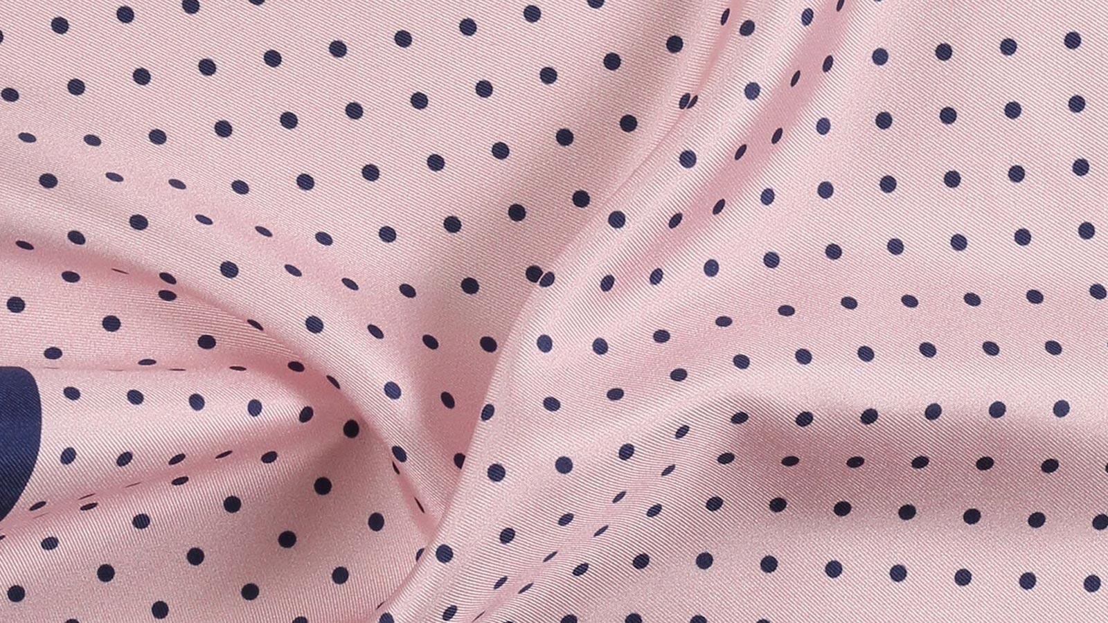 Salmon & Navy Dotted Italian 100% Silk Pocket Square - slider image 