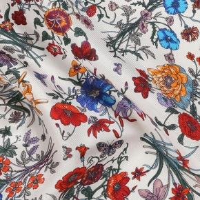 White Floral Vintage Italian 100% Silk Pocket Square - thumbnail image 1