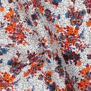 Red, Blue and Orange Flower Italian 100% Silk Pocket Square - thumbnail image 1