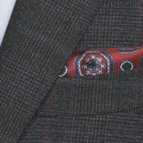 Charcoal Plaid with Red Overcheck Mouline Suit - thumbnail image 1