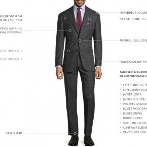 Charcoal Plaid with Red Overcheck Mouline Suit - thumbnail image 3