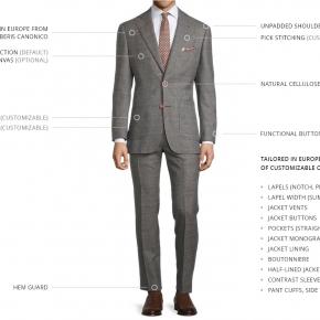 Grey Plaid with Red Overcheck Mouline Suit - thumbnail image 3