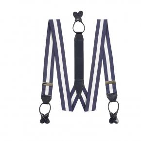 Navy & White Striped Suspenders - thumbnail image 1