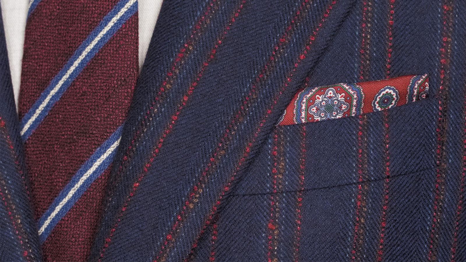 Red Stripe Blue Wool & Cashmere Blazer - slider image 1