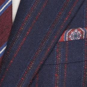 Red Stripe Blue Wool & Cashmere Blazer - thumbnail image 1