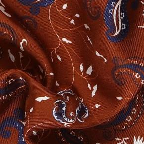 Gold & Chocolate Brown Patterned Italian 100% Silk Pocket Square - thumbnail image 1