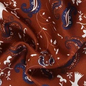 Gold & Chocolate Brown Patterned Italian 100% Silk Pocket Square - thumbnail image 2