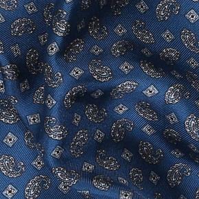 Steel Blue & Silver Italian 100% Silk Pocket Square - thumbnail image 1