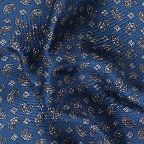 Steel Blue & Silver Italian 100% Silk Pocket Square - thumbnail image 2