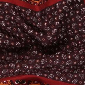 Burgundy & Bronze Italian 100% Silk Pocket Square - thumbnail image 1