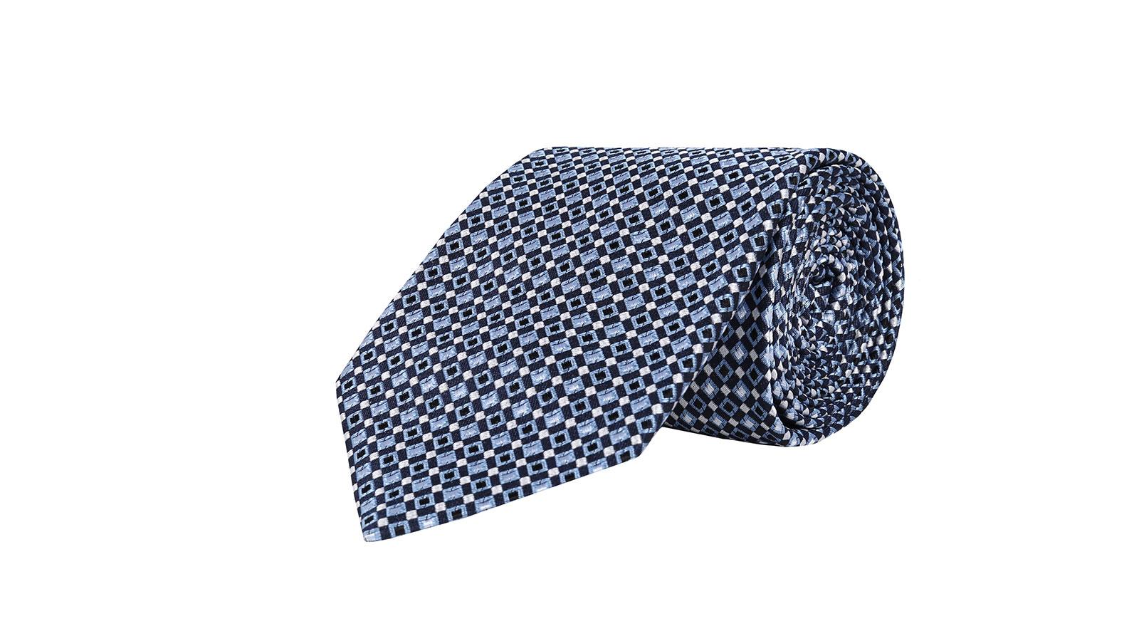 Navy & Blue Micropatterned Silk Tie - slider image 