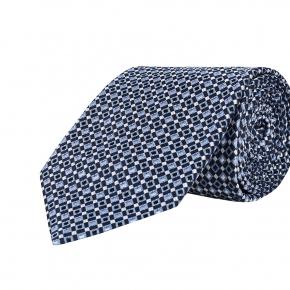 Navy & Blue Micropatterned Silk Tie - thumbnail image 1