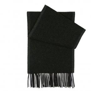 Dark Green Melange Wool Scarf - thumbnail image 1