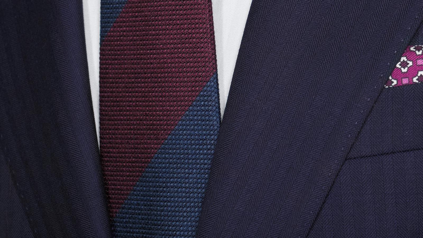 Navy Blue Herringbone Suit - slider image 1