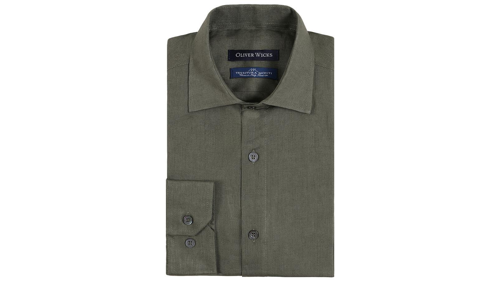 Forest Green Linen Shirt - slider image 1