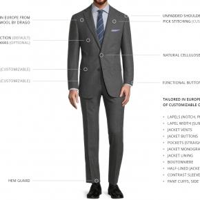 Dark Grey Natural Bi-Stretch Flannel Suit - thumbnail image 3