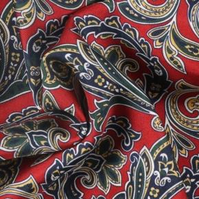 Ruby Red & Navy Patterned Italian 100% Silk Pocket Square - thumbnail image 1