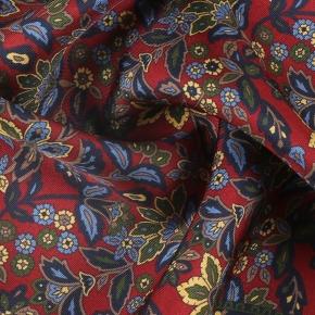 Dark Red Floral Italian 100% Silk Pocket Square - thumbnail image 1