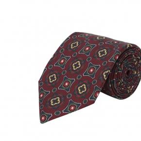 Dark Red Patterned Silk Tie - thumbnail image 1