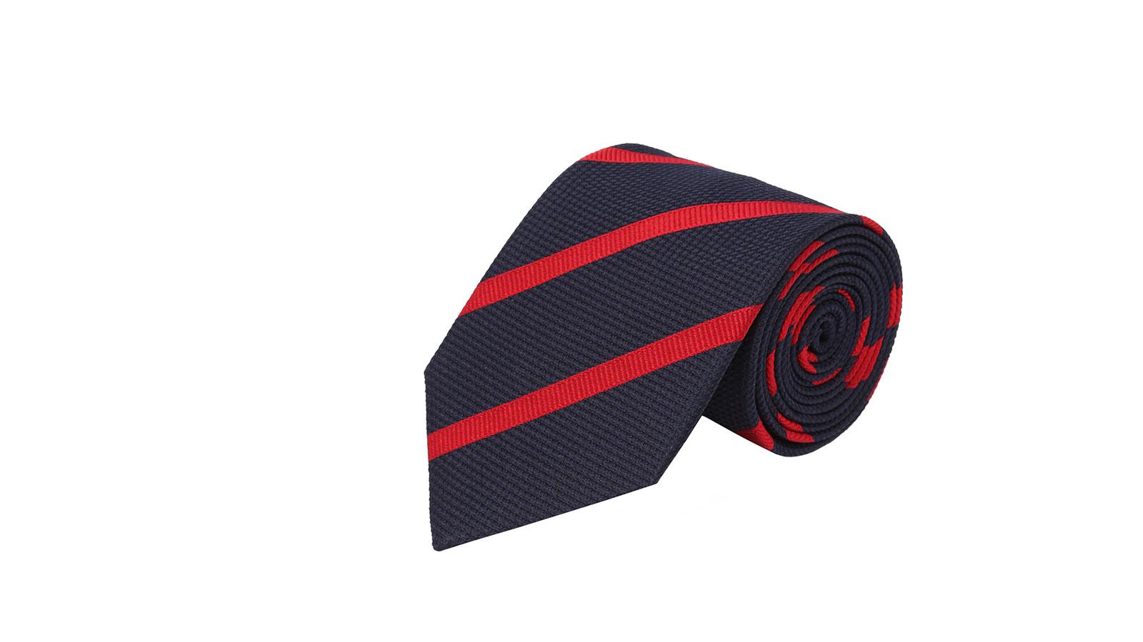 Lava Red Striped Navy Silk Tie - slider image 