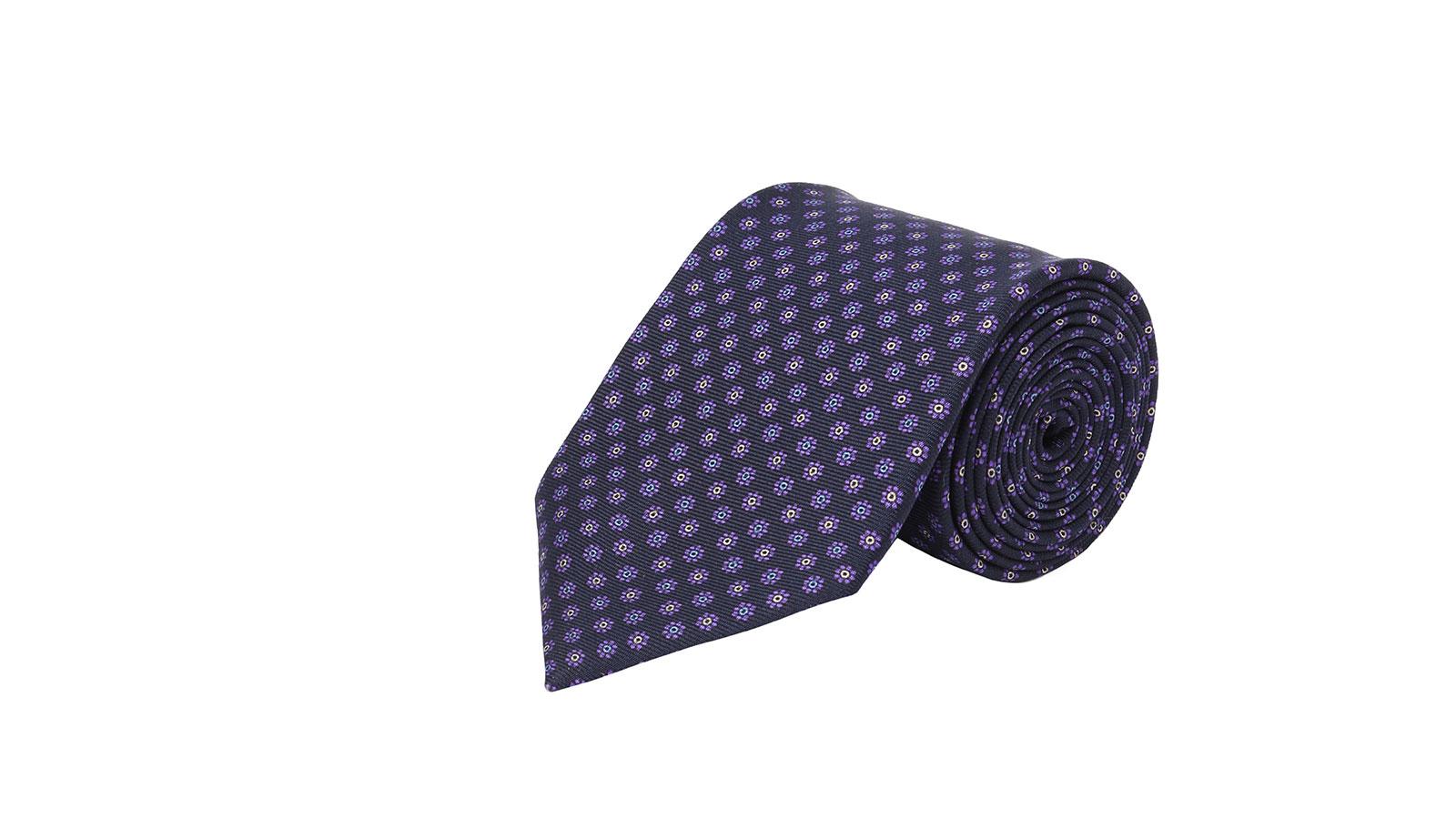 Deep Blue Purple Floral 28 Momme Silk Tie - slider image 