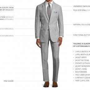 Light Grey Chalkstripe Linen Suit - thumbnail image 3