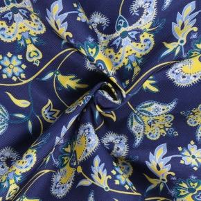 Petrol Green & Yellow Floral Italian 100% Silk Pocket Square - thumbnail image 1