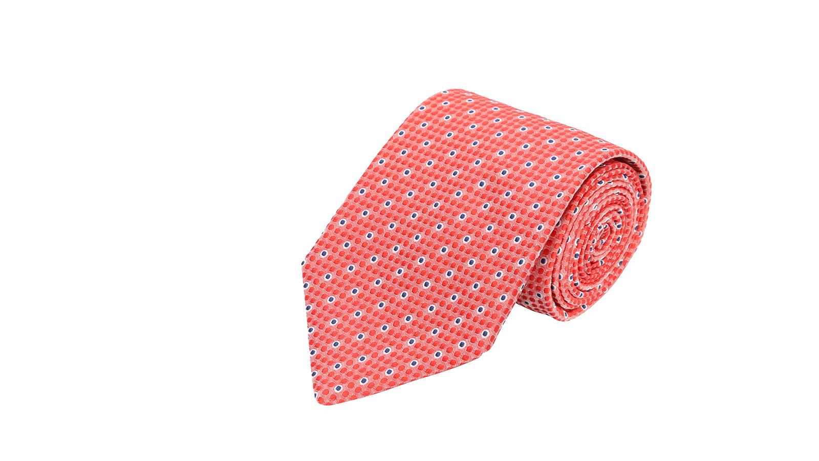 Geranium Red Patterned Silk Tie - slider image 1