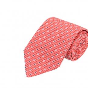 Geranium Red Patterned Silk Tie - thumbnail image 1