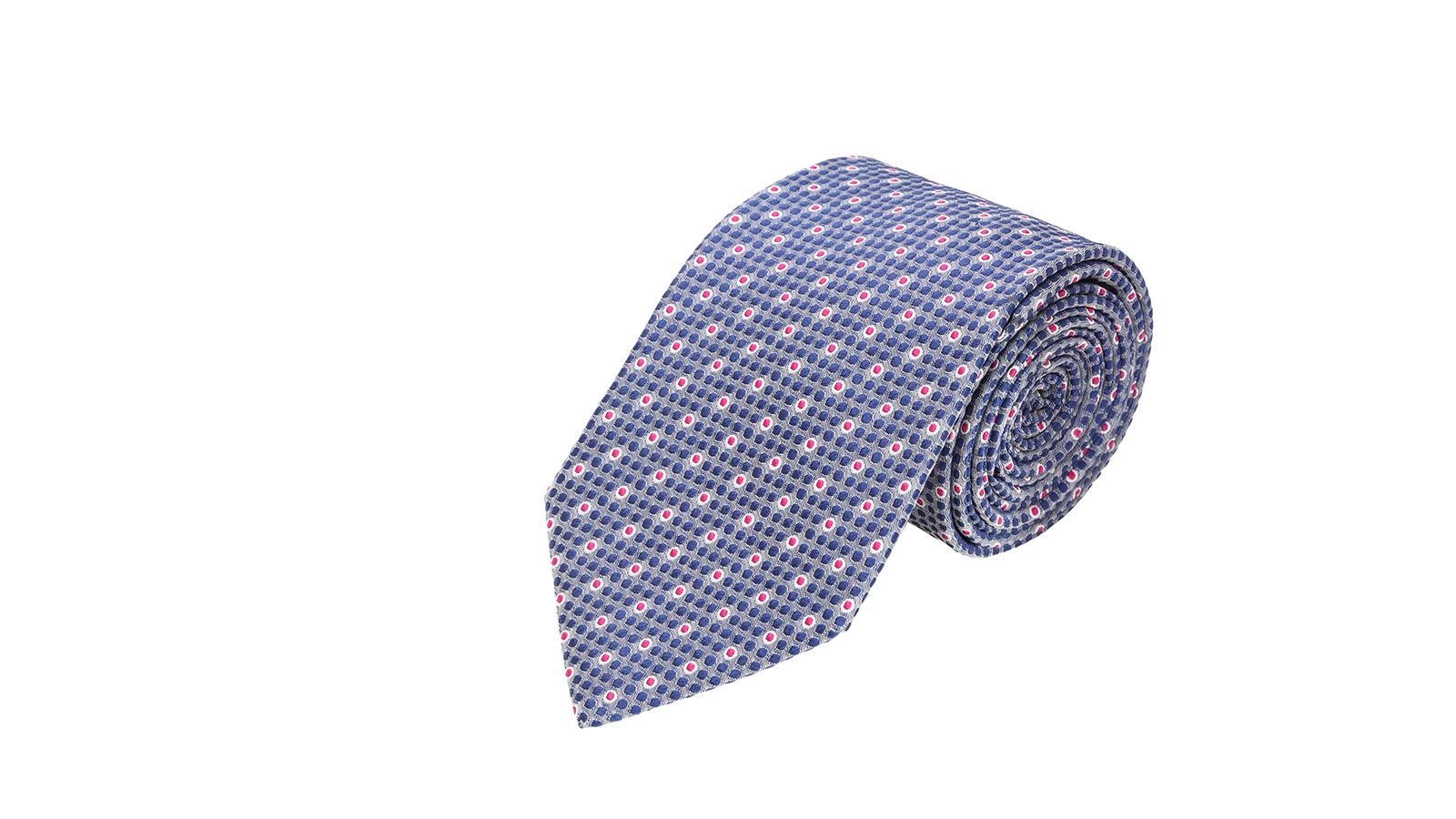 Midnight Blue Patterned Silk Tie - slider image 1