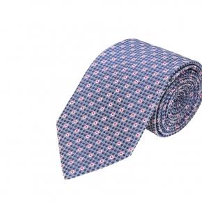 Midnight Blue Patterned Silk Tie - thumbnail image 1