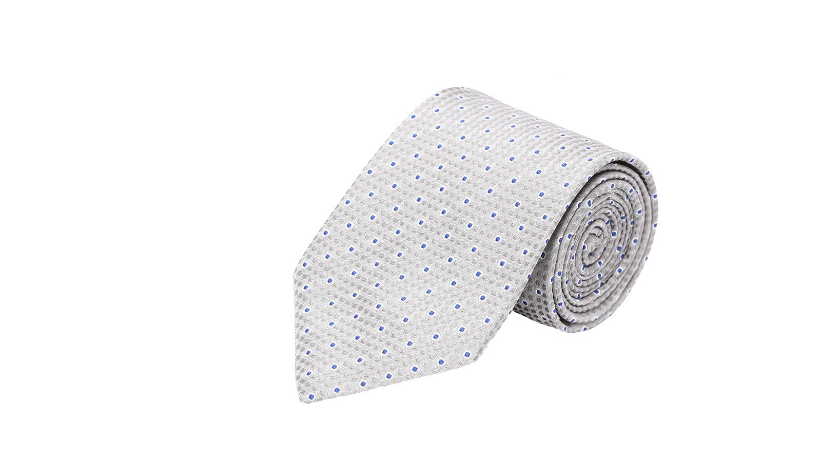 Grey Patterned Silk Tie - slider image 1