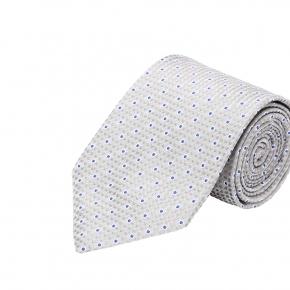 Grey Patterned Silk Tie - thumbnail image 1