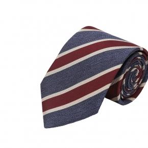 Navy & Burgundy Silk Tie - thumbnail image 1