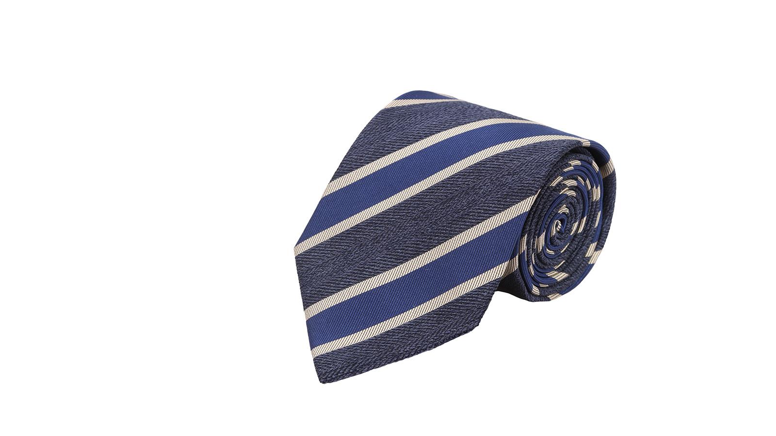 Navy & Royal Blue Silk Tie - slider image 1