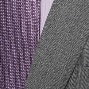 Light Grey Herringbone Wool & Silk Suit - thumbnail image 1