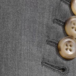 Light Grey Herringbone Wool & Silk Suit - thumbnail image 2