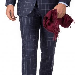 Blue Plaid Wool Flannel Pants - thumbnail image 1