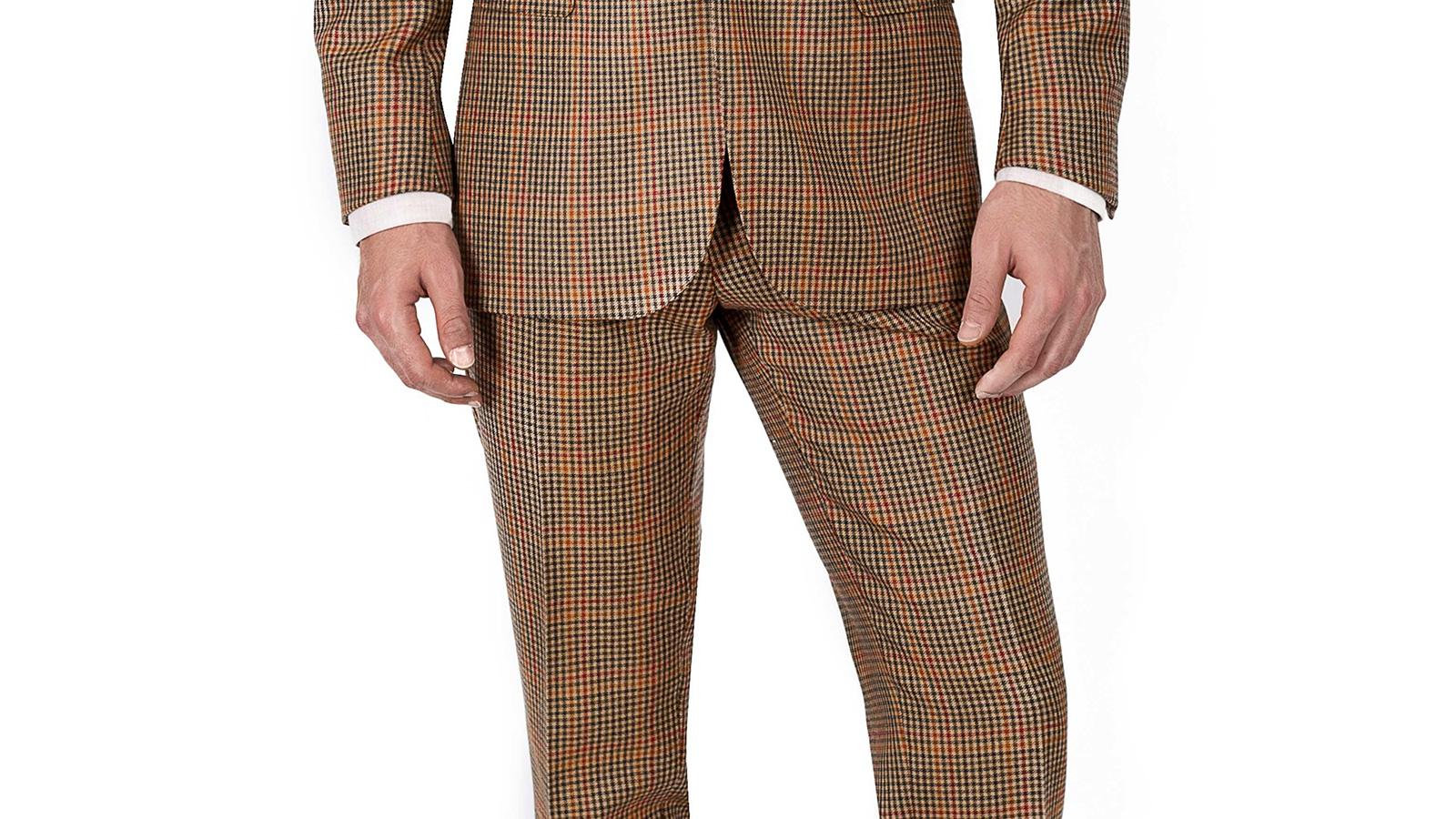 Brown Check Wool & Cashmere Pants - slider image 