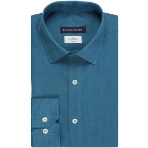 Teal Blue Linen Shirt - thumbnail image 1